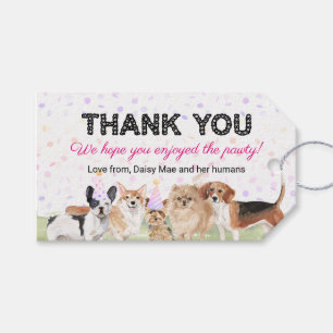 Cute Pet Pawty Pink Custom Dog Birthday Party Gift Tags