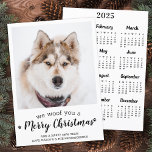 Cute Pet Photo 2025 Calendar Dog Merry Christmas Holiday Card<br><div class="desc">We Woof You A Merry Christmas! Send cute and fun holiday greetings with this super cute personalised custom pet photo holiday card add 2025 calendar card on the back. Merry Christmas wishes from the dog with cute paw prints in a fun modern photo design. Add your dog's photo or family...</div>