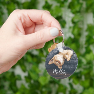 Cute Pet Photo and Name Custom Keepsake Gift Key Ring