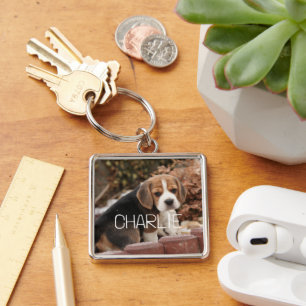 Cute Pet Photo and Name Custom Keepsake Gift Key Ring