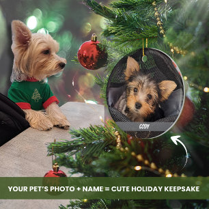 Cute Pet Photo Dog or Cat Pet's Name  Ceramic Tree Decoration