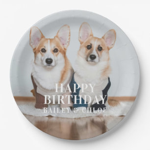 Cute Pet Photo Happy Birthday Party Paper Plate