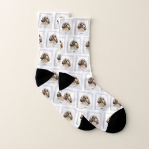 Cute Pet Photo Pattern Shih Tzu Dog Custom Name Socks