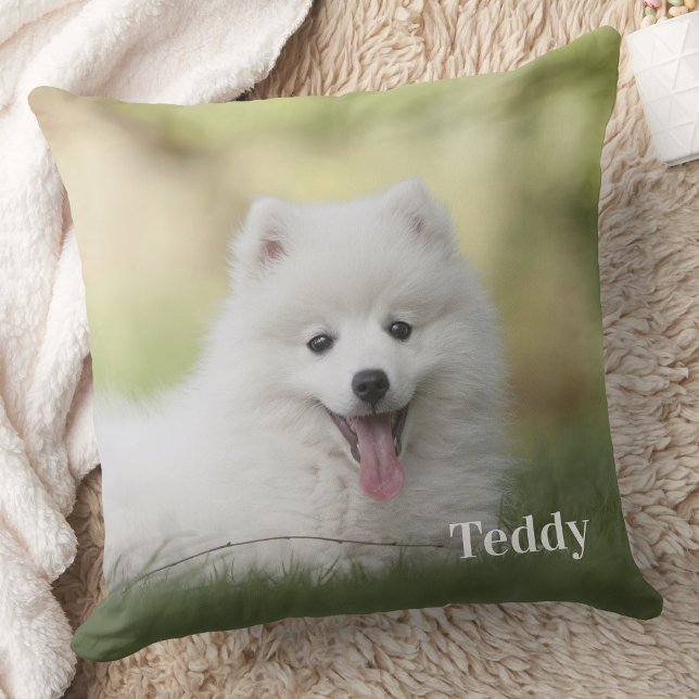 Cute Pet Photo Personalised Name Dog Lover Cushion (Creator Uploaded)