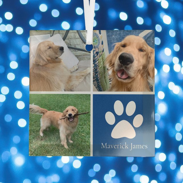 Cute Pet Photo Personalized Dog Owner Christmas Glass Tree Decoration (Creator Uploaded)