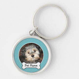 Cute Pet Photo with Dog Bone Key Ring