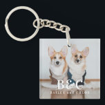 Cute Pet Photo with Monogram Key Ring<br><div class="desc">Cute Pet Photo with Monogram Keychain</div>