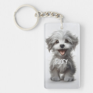 Cute pet photo with name gold plated necklace key ring