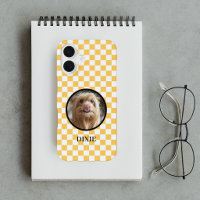 Cute Pet Photo Yellow Chequered