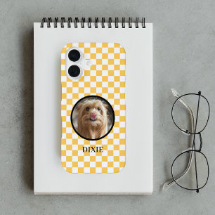 Cute Pet Photo Yellow Chequered iPhone 16 Case