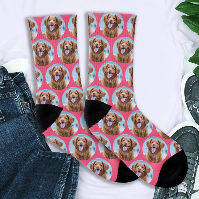 Cute Pet Pink Photo Dog Socks (Creator Uploaded)