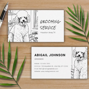 Cute Pet Poodle Grooming Sketch / Illustration Business Card