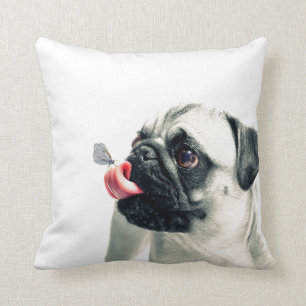 Cute Pet PUG white - personalise it Cushion