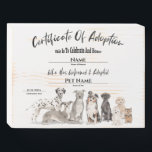 Cute Pet Puppy Adoption Certificate Dog Wooden Box Sign<br><div class="desc">Cute Adoption Pet Puppy Dog Certificate. Celebrate and honour the day you found your new companion and brought them to their new forever home. Modern and stylish certificate with typography. Cute adorable dogs done in watercolor art style to greet you. Great gift for new dog moms, dog dads and dog...</div>