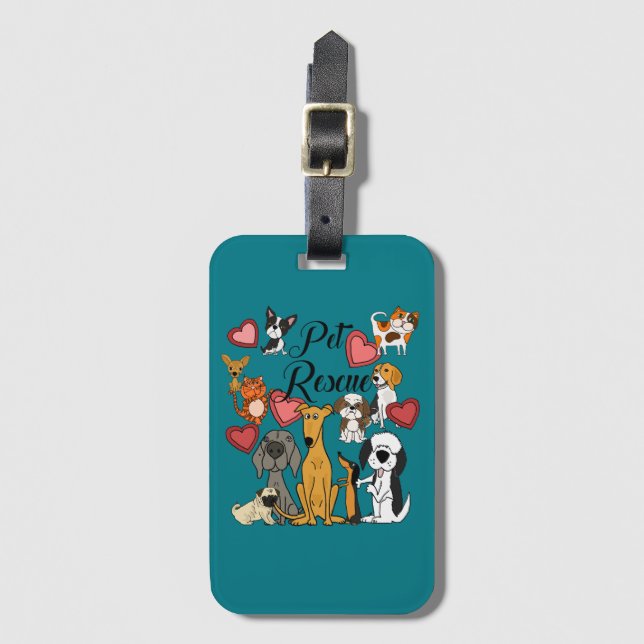 Cute Pet Rescue Love Cartoon Luggage Tag (Front Vertical)