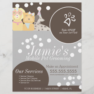 Cute Pet Services Grooming Dog Bubbles  Flyer