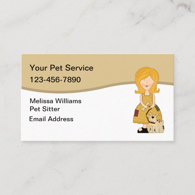 Cute Pet Sitter Business Cards Online Template (Front)