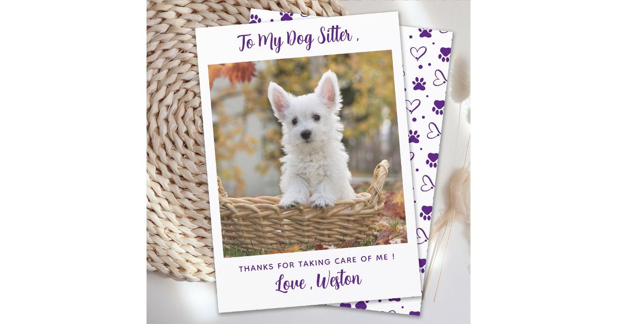 Cute Pet Sitter Custom Dog Puppy Photo Thank You Card | Zazzle