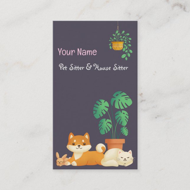 Cute Pet Sitter / House Sitter Business Card (Front)