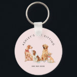Cute Pet sitters promotional Keychain<br><div class="desc">Cute watercolor illustration of dogs. Keep your contact information with your clients at all times with this key ring for dog/ pet sitter and other pet care professionals.</div>