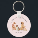 Cute Pet sitters promotional Keychain<br><div class="desc">Cute watercolor illustration of dogs. Keep your contact information with your clients at all times with this key ring for dog/ pet sitter and other pet care professionals.</div>