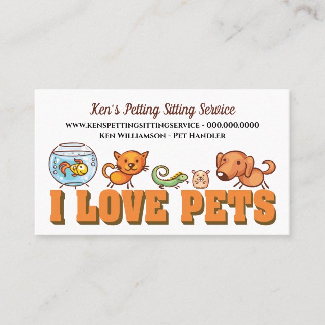 Cute Pet Sitting Animal Care Dog Walking Business Card (Front)