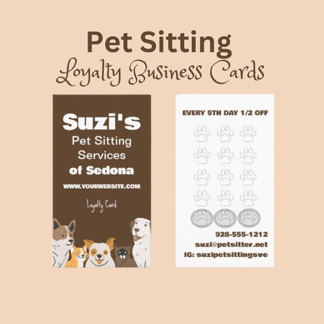 Cute Pet Sitting Dog Cat Loyalty Card (Creator Uploaded)