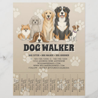 Cute Pet Sitting Dog Walker Custom Promotional Flyer