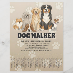 Cute Pet Sitting Dog Walker Custom Promotional Flyer