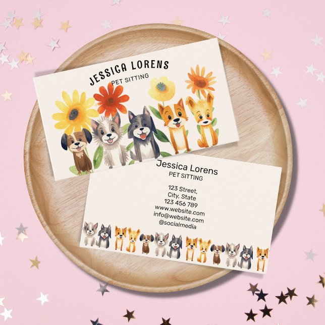 Cute Pet Sitting, Happy Cat Sitting, Veterinarian Business Card (Creator Uploaded)