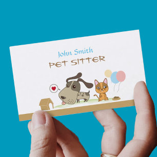 Cute Pet Sitting Service Business Card