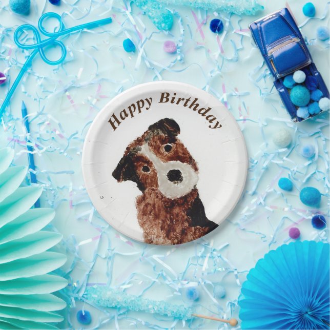 Cute Pet Terrier Dog Paper Plate (Party)