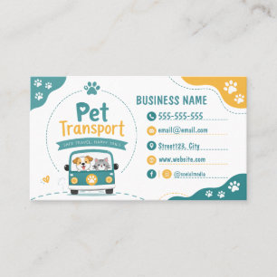 Cute Pet Transport Business Card with QR Code