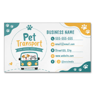 Cute Pet Transport with QR Code Magnetic Business Card