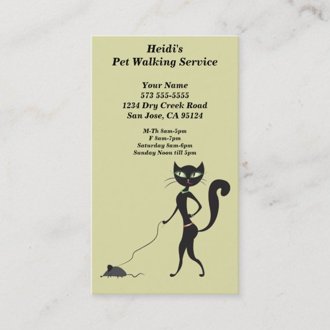 Cute Pet Walking Service Business Card (Front)