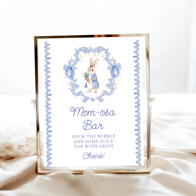 Cute Peter Rabbit Baby Shower Mum-osa Bar Poster (Creator Uploaded)
