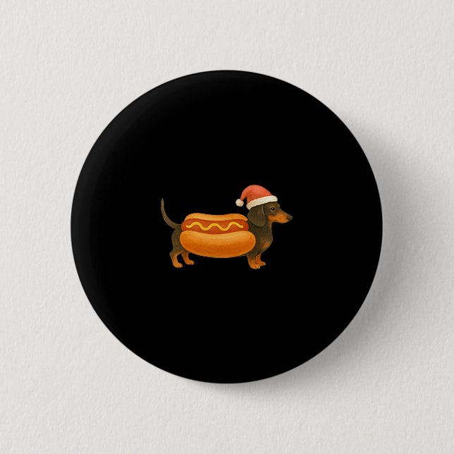 Cute Petite Christmas Funny Hot Dog Dachshund  6 Cm Round Badge (Front)