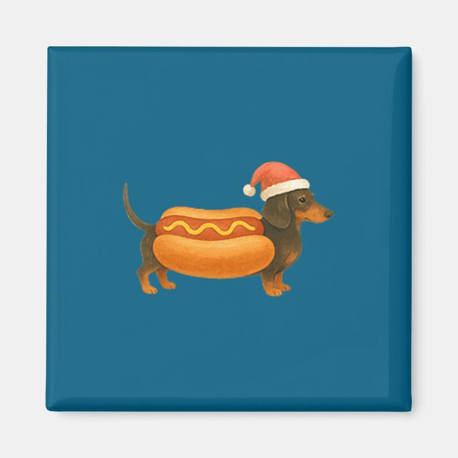 Cute Petite Christmas Funny Hot Dog Dachshund Prem Magnet (Front)