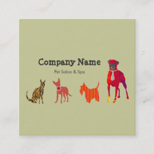 Cute Pets. Animal  Dogs  Cats Pet Salon Spa Square Business Card