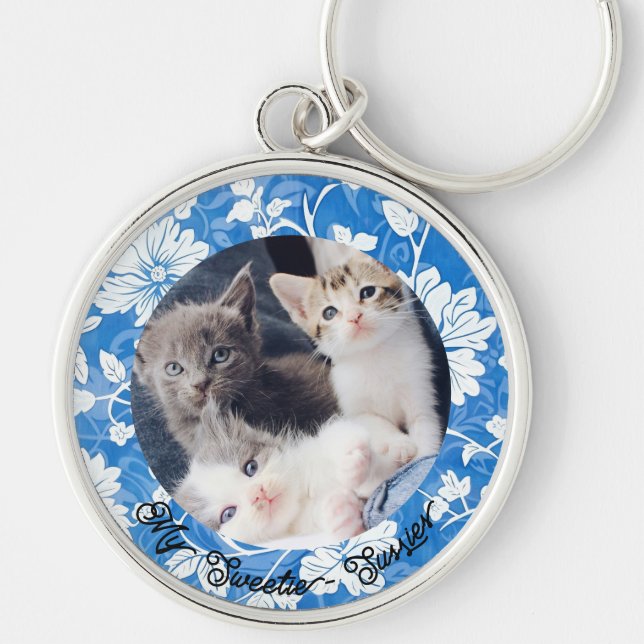 Cute Pets Lover Photo Keychain (Front)