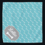 Cute Pet's Name & Bones Pattern Bandana<br><div class="desc">Cute and fun pet's name in script bandanna featuring a bones patterned background.</div>