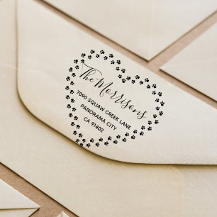 Cute Pets Paw Hearth Wreath Family Return Address Self-inking Stamp