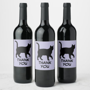 Cute Pets Silhouettes Design - Cats 1 + text Wine Label