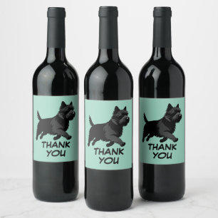 Cute Pets Silhouettes Design - Dogs 1 + text Wine Label