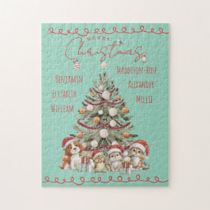 Cute Pets Watercolour Family Christmas Puzzle