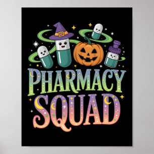 Cute Pharmacy Squad Halloween Pills Pumpkin Crew Poster