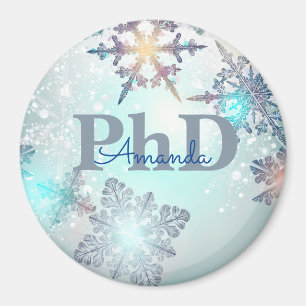 Cute PhD Graduation Personalized Name Blue Magnet