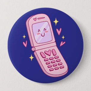Cute phone drawing 10 cm round badge