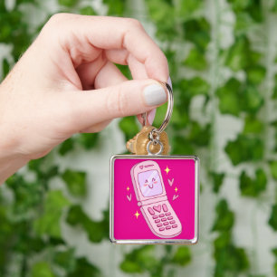 Cute phone drawing key ring