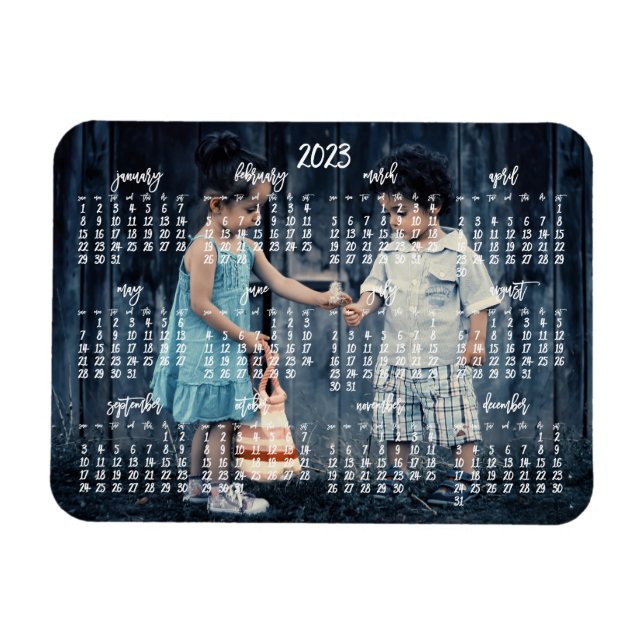 Cute Photo 2023 Magnetic Calendar 3x4 Magnet (Horizontal)